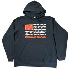 Columbia PFG Oregon State Beavers Fish Flag Hoodie Mens XXL Black Pullover NEW